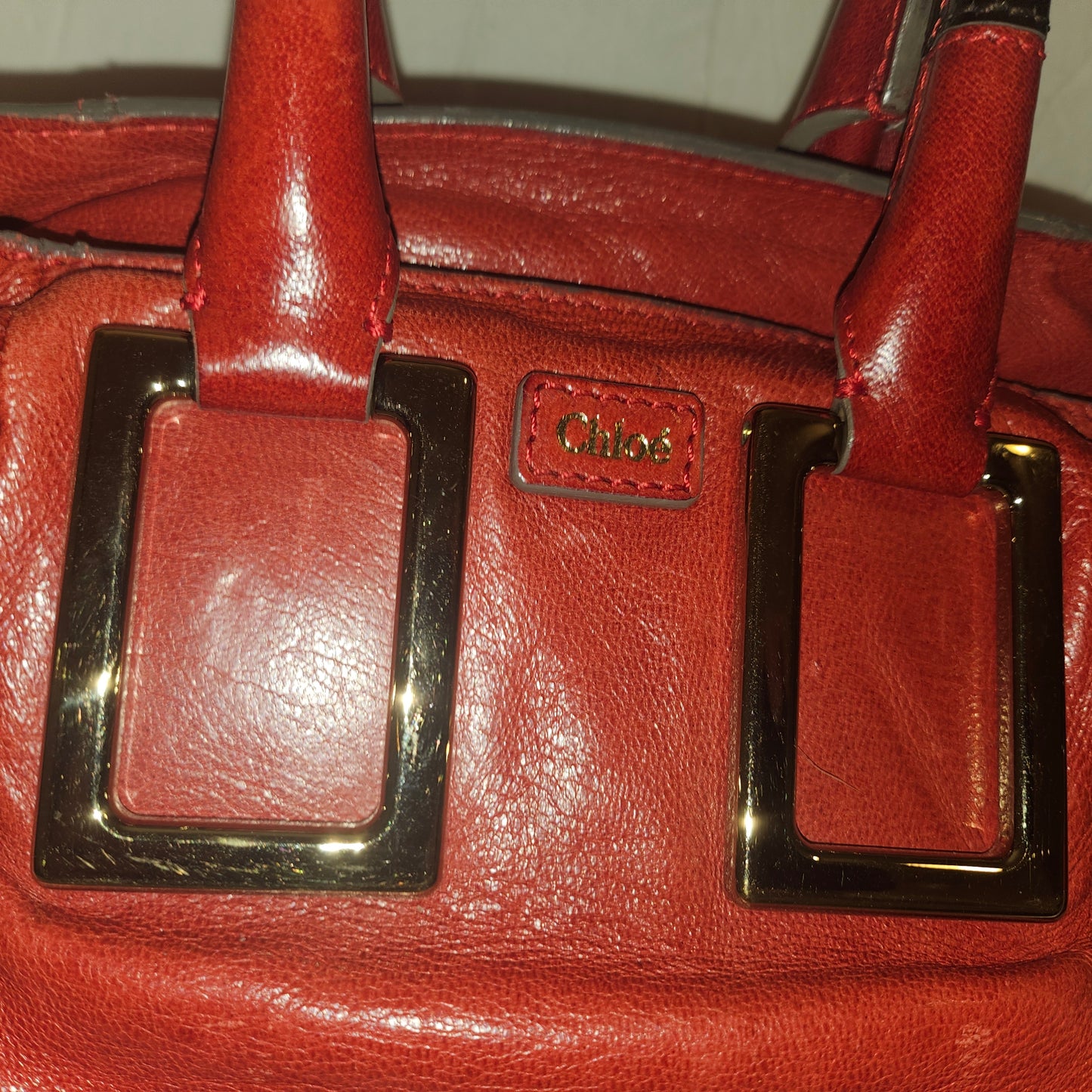 Chloe red leather Edith two-way purse
