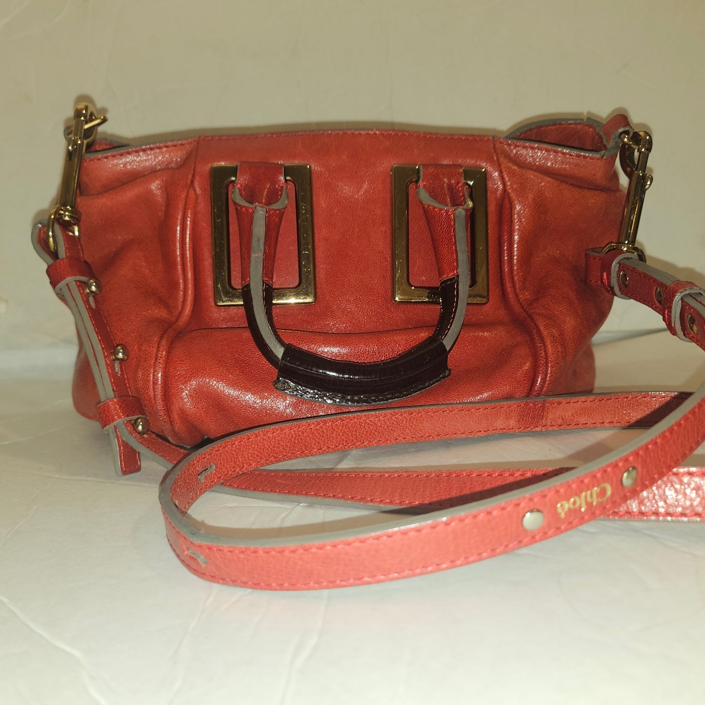 Chloe red leather Edith two-way purse