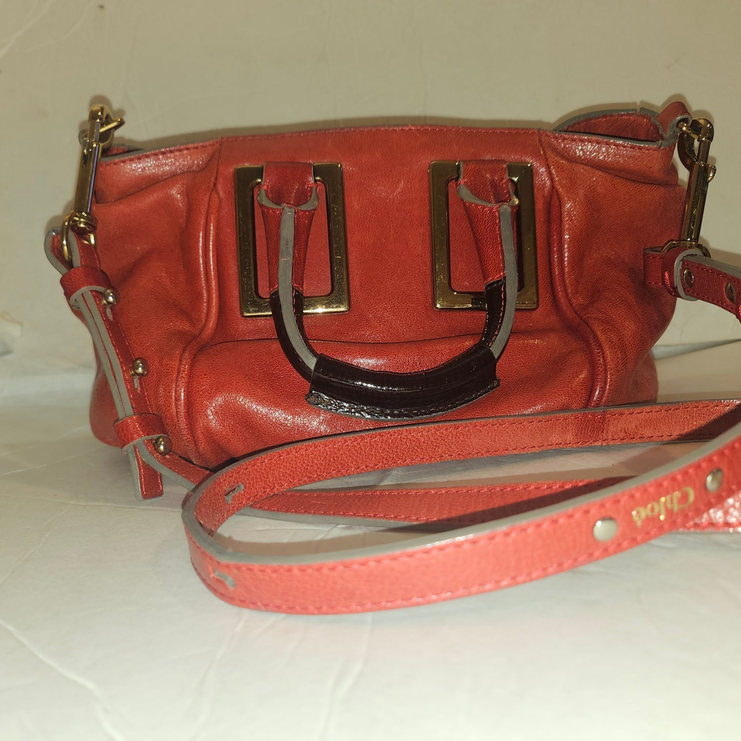 Chloe red leather Edith two-way purse