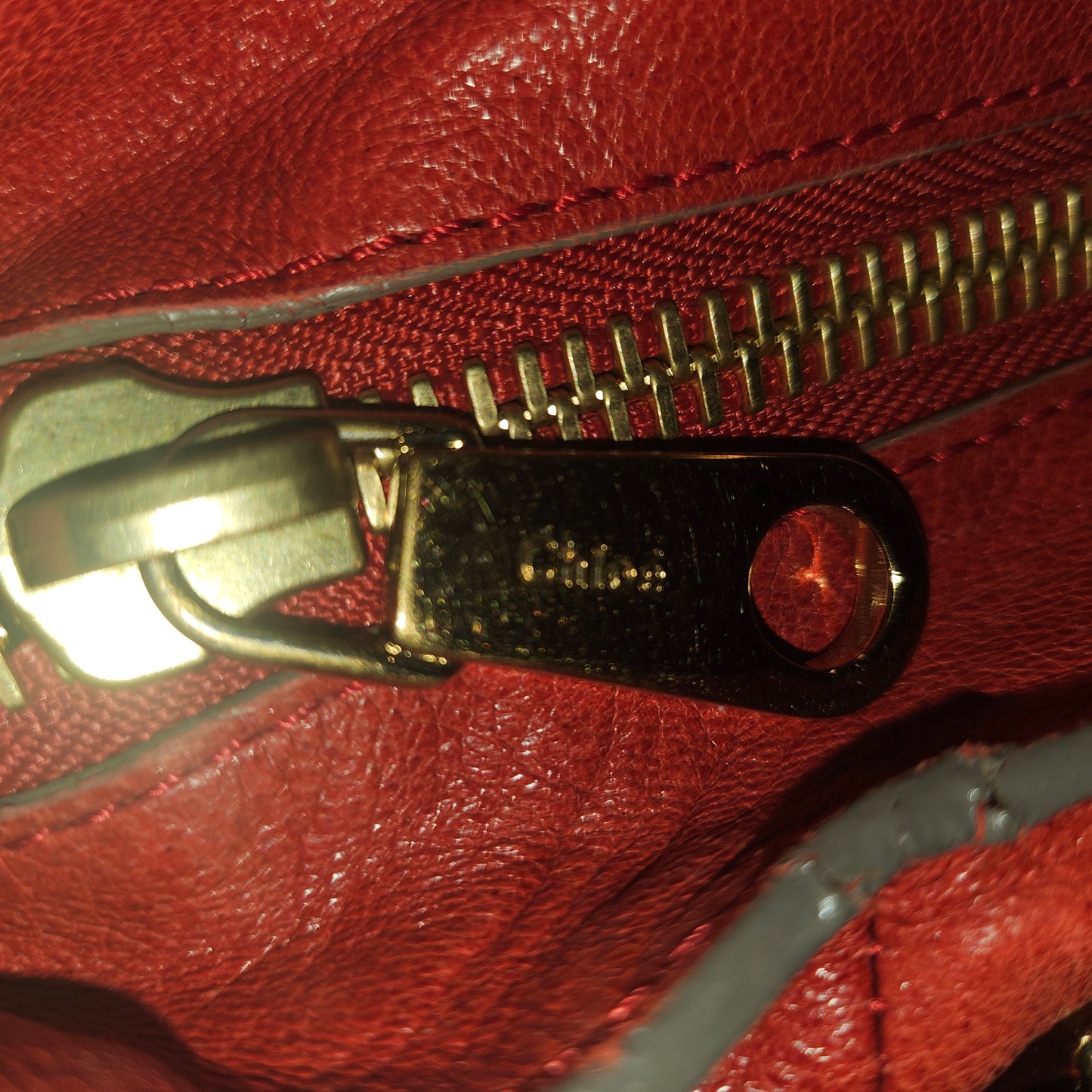 Chloe red leather Edith two-way purse