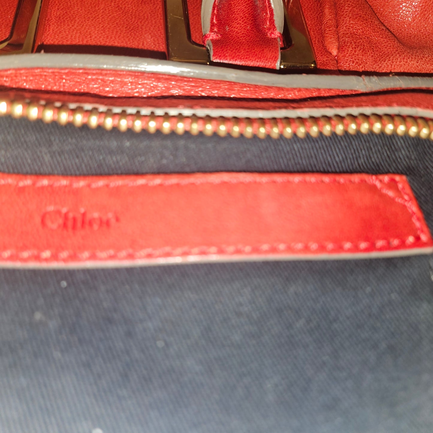 Chloe red leather Edith two-way purse