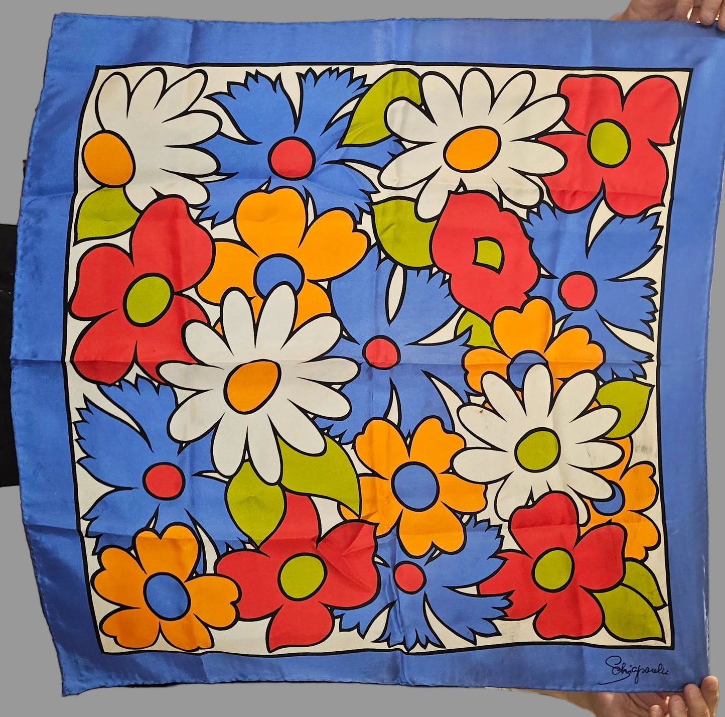 Schiaparelli silk scarf- Amazing 1960s NOS