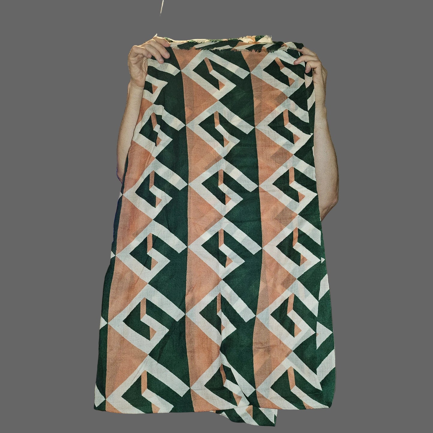 Gucci Tom Ford era brown green and white cashmere & silk scarf/wrap