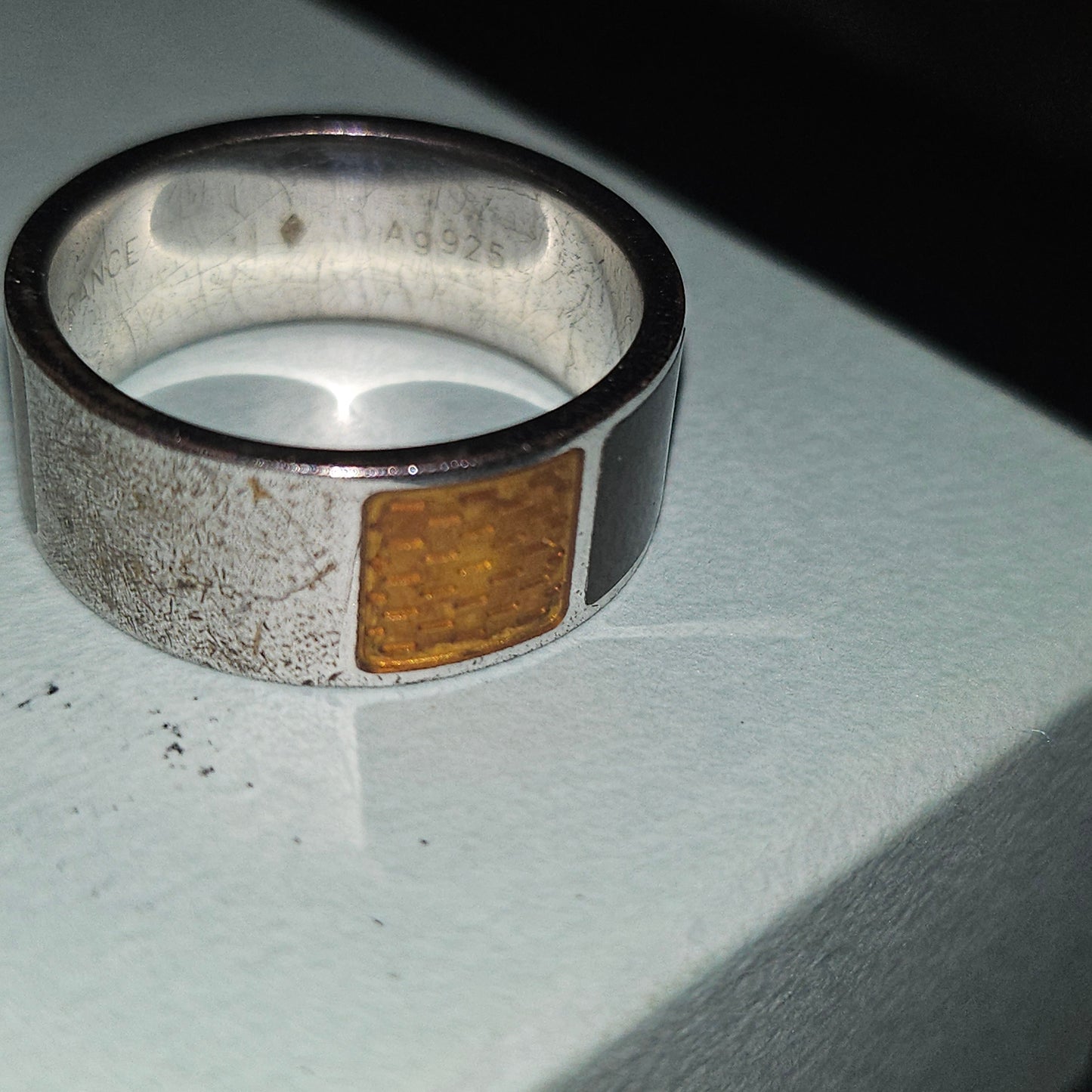 Louis Vuitton sterling & enamel wide unisex band