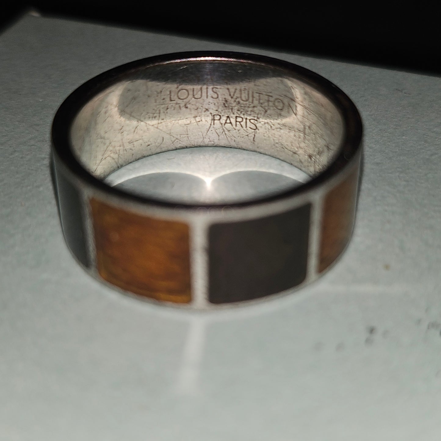 Louis Vuitton sterling & enamel wide unisex band