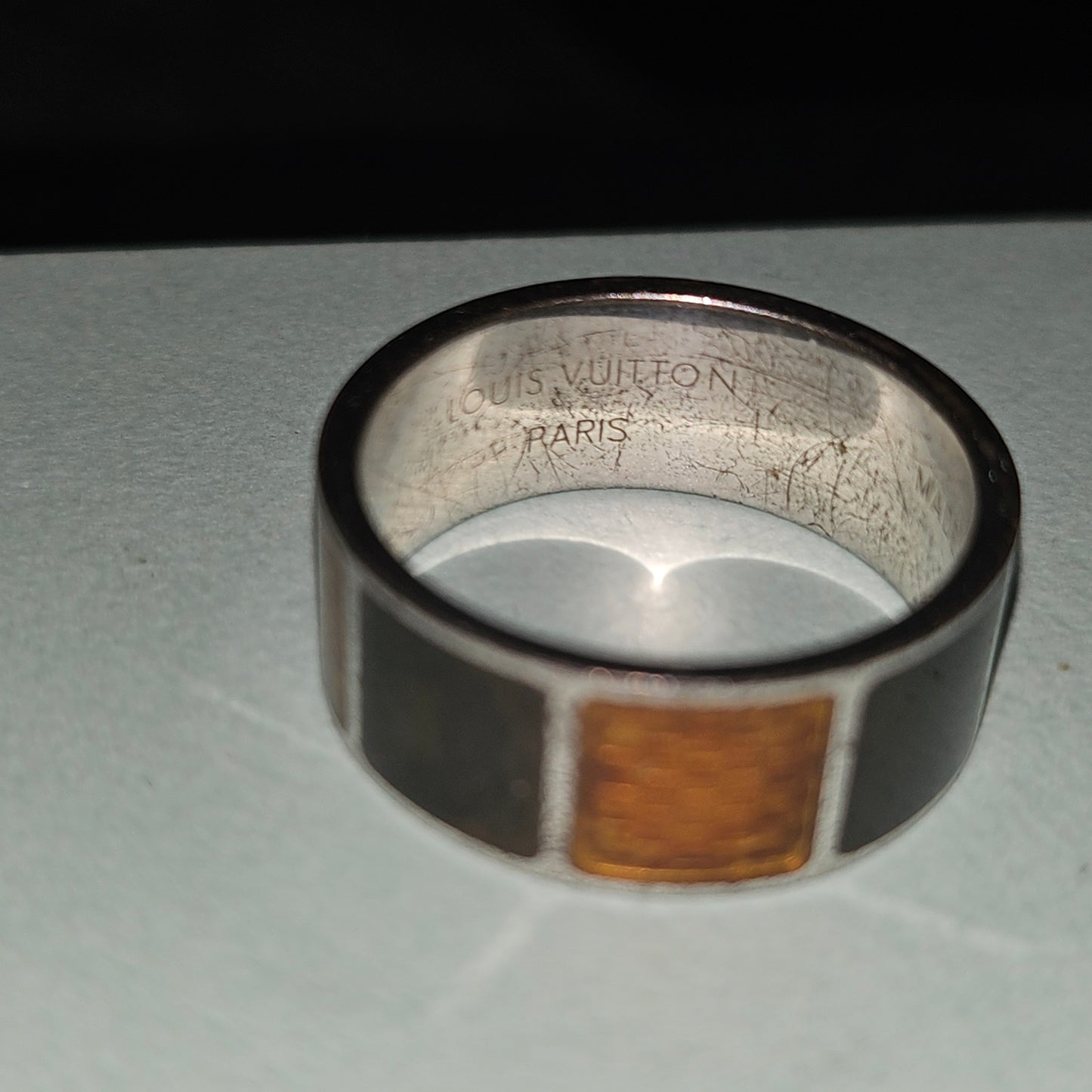 Louis Vuitton sterling & enamel wide unisex band