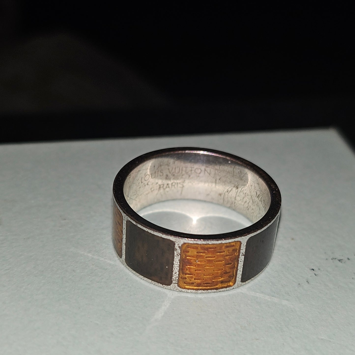 Louis Vuitton sterling & enamel wide unisex band