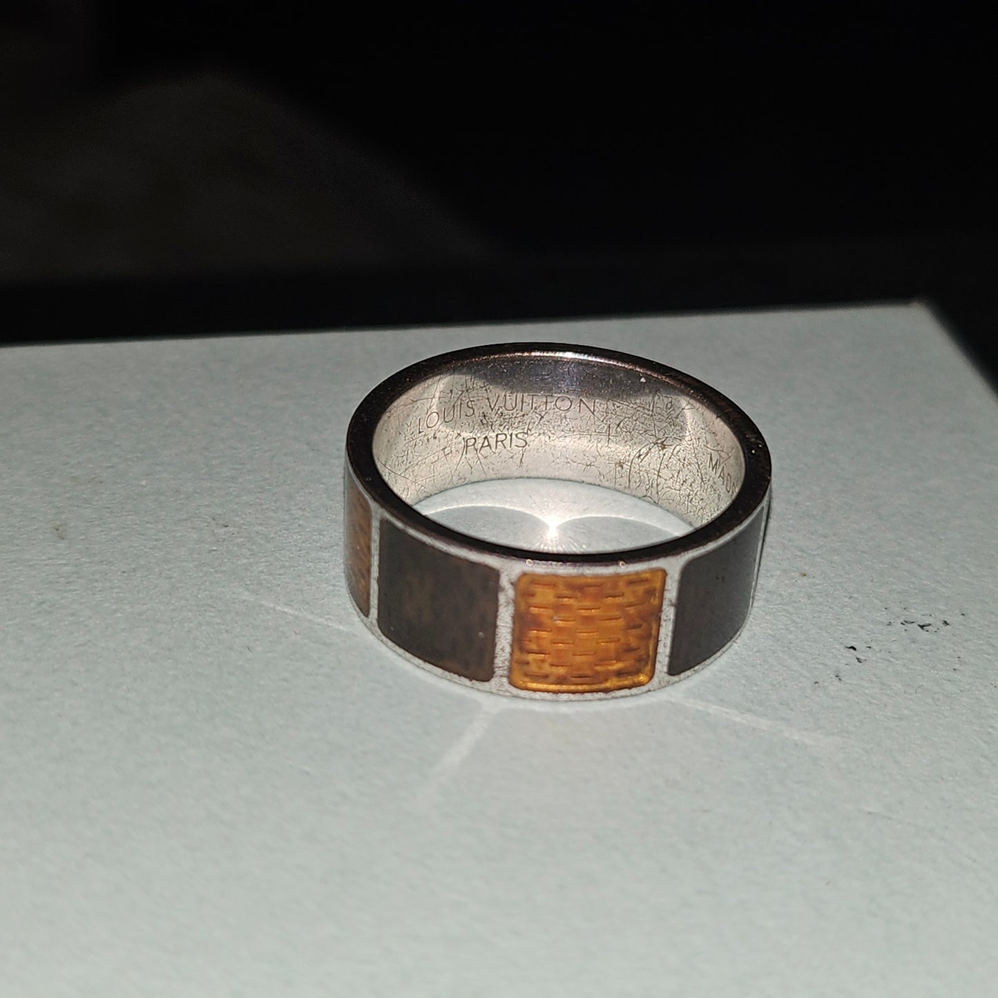 Louis Vuitton sterling & enamel wide unisex band