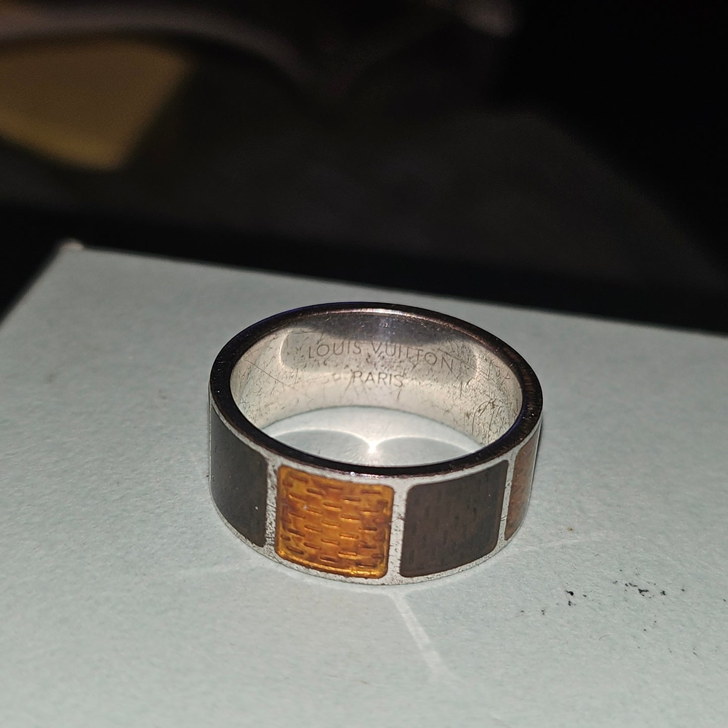 Louis Vuitton sterling & enamel wide unisex band