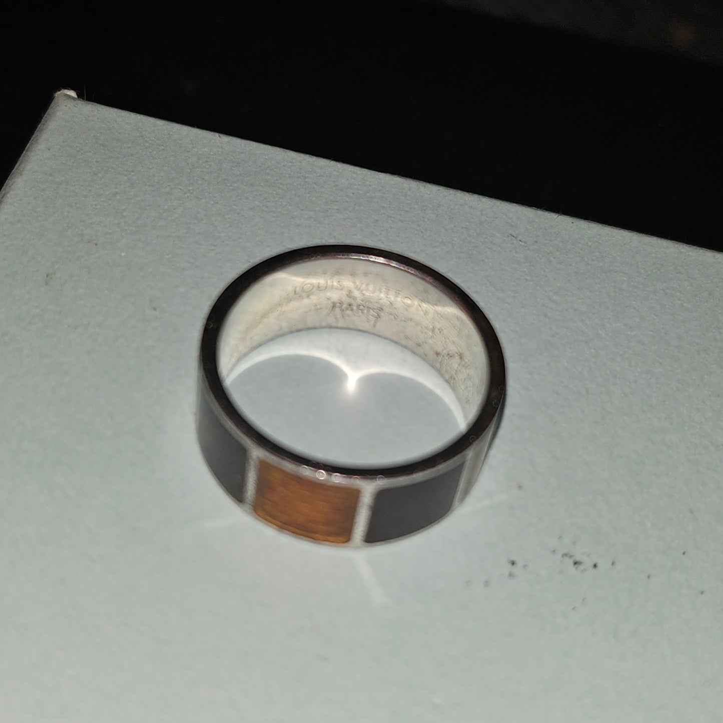 Louis Vuitton sterling & enamel wide unisex band