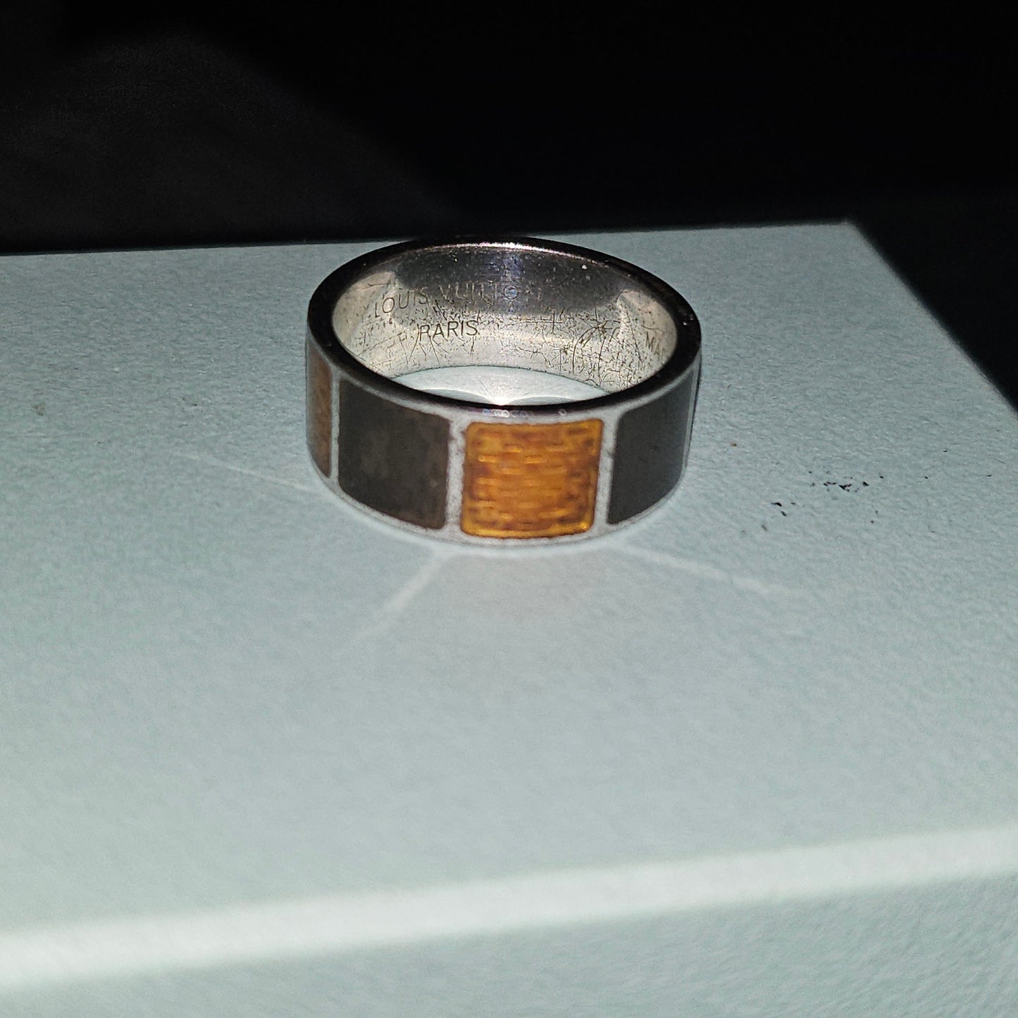 Louis Vuitton sterling & enamel wide unisex band