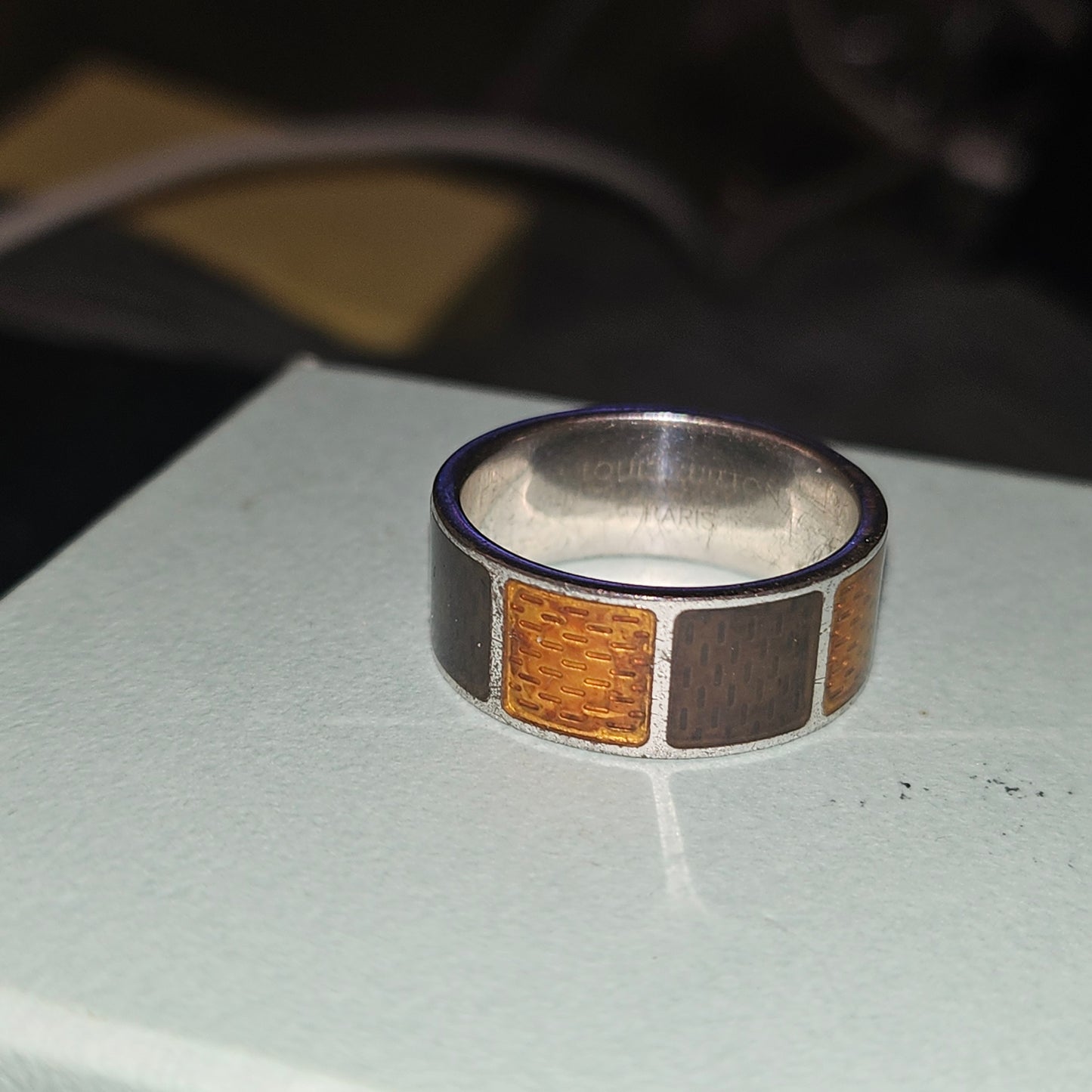 Louis Vuitton sterling & enamel wide unisex band