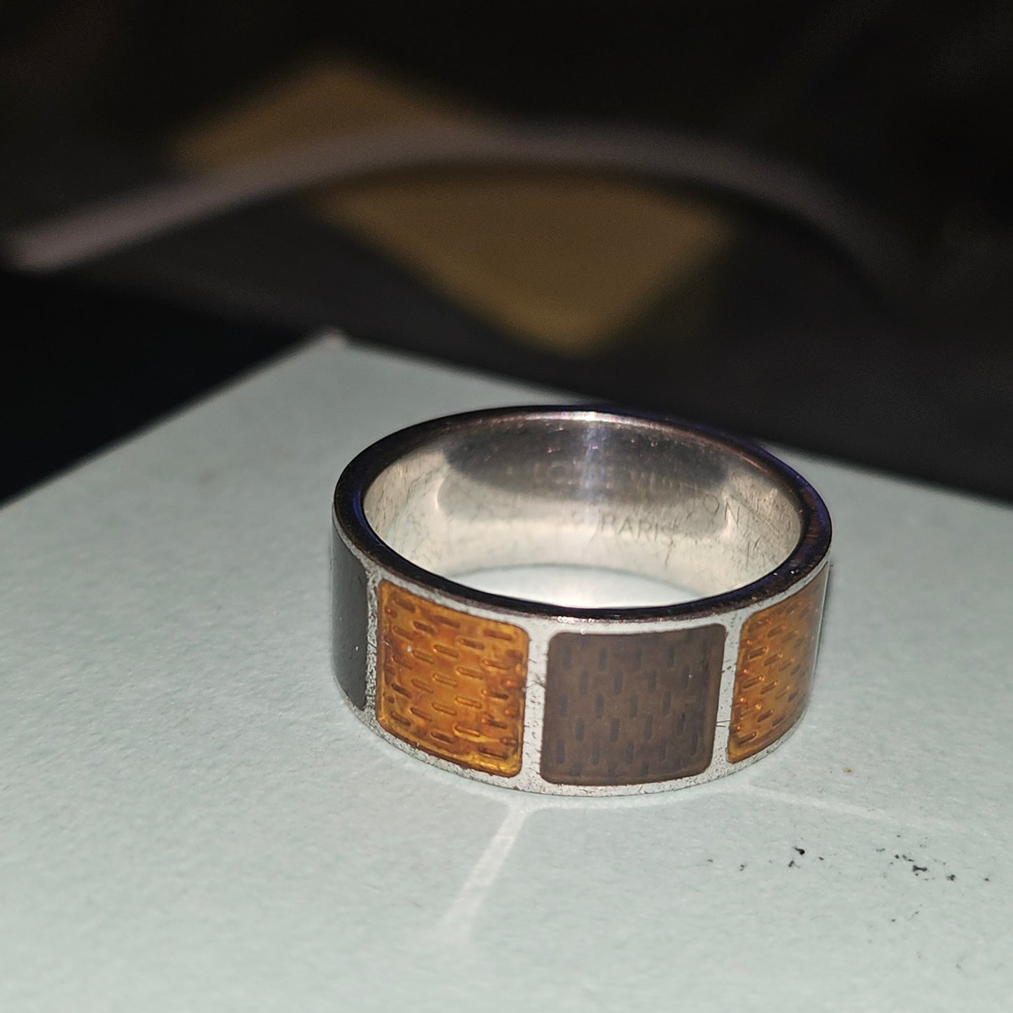 Louis Vuitton sterling & enamel wide unisex band