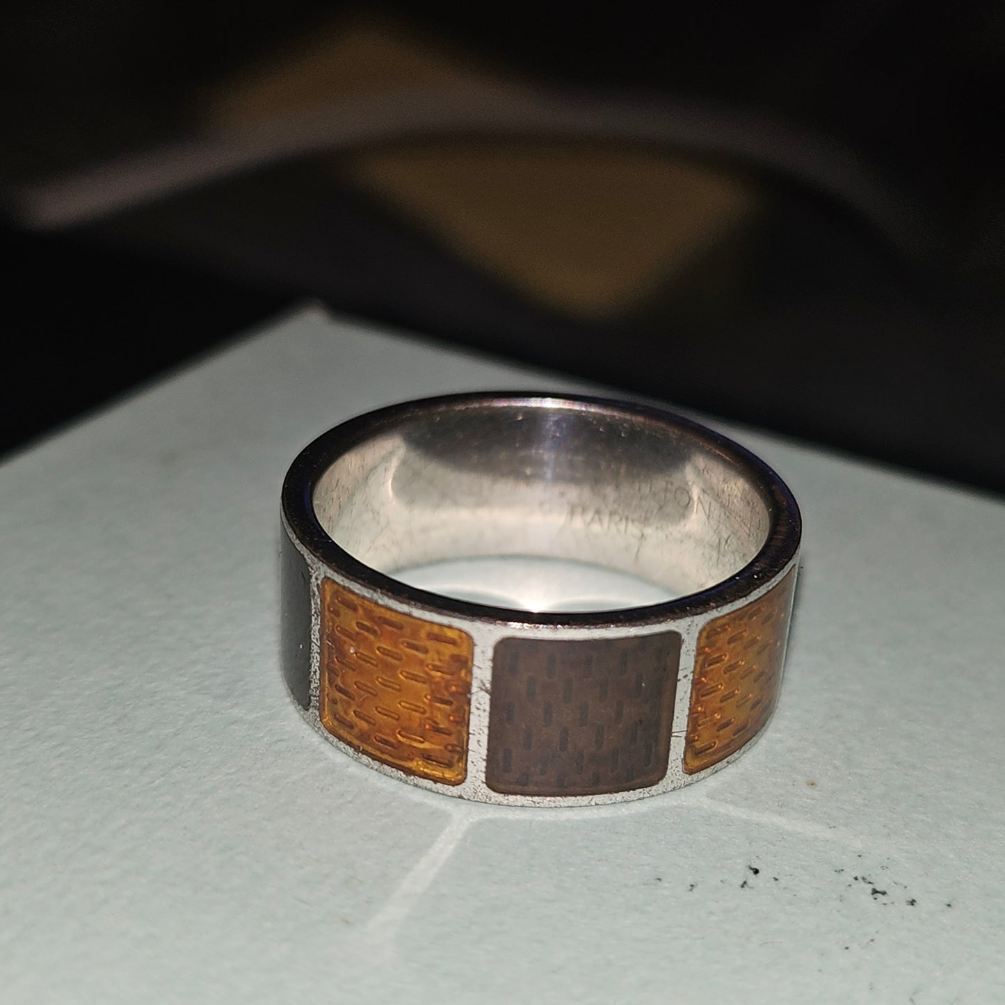 Louis Vuitton sterling & enamel wide unisex band