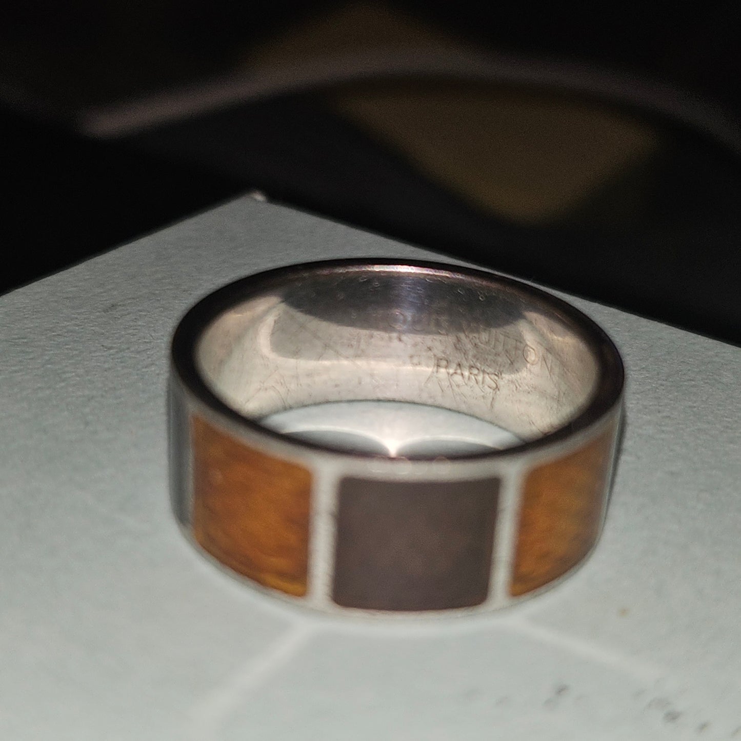 Louis Vuitton sterling & enamel wide unisex band