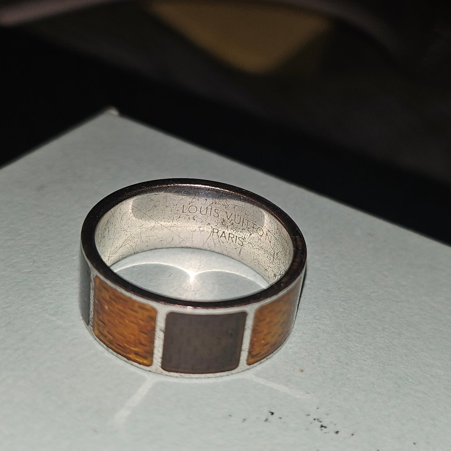 Louis Vuitton sterling & enamel wide unisex band