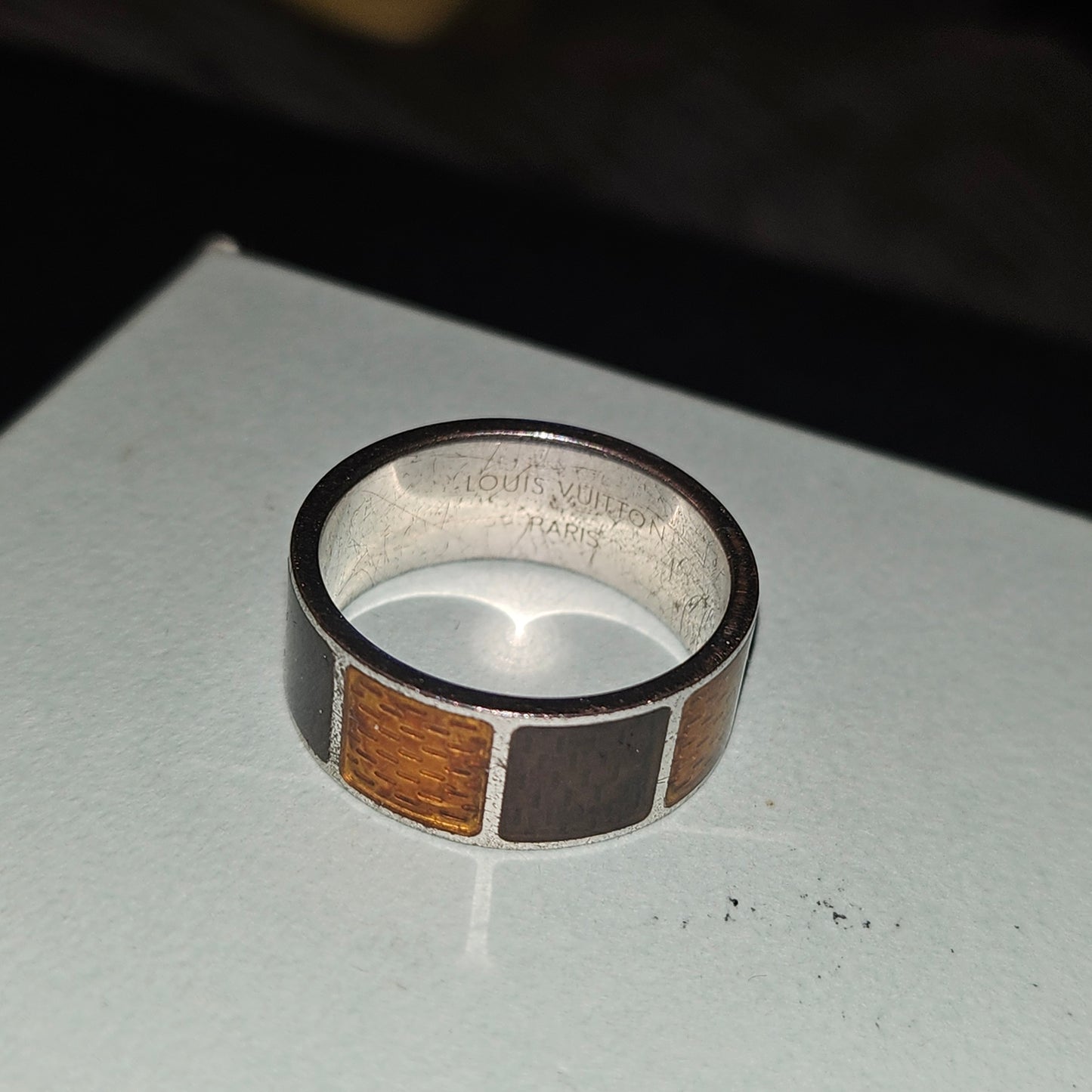 Louis Vuitton sterling & enamel wide unisex band