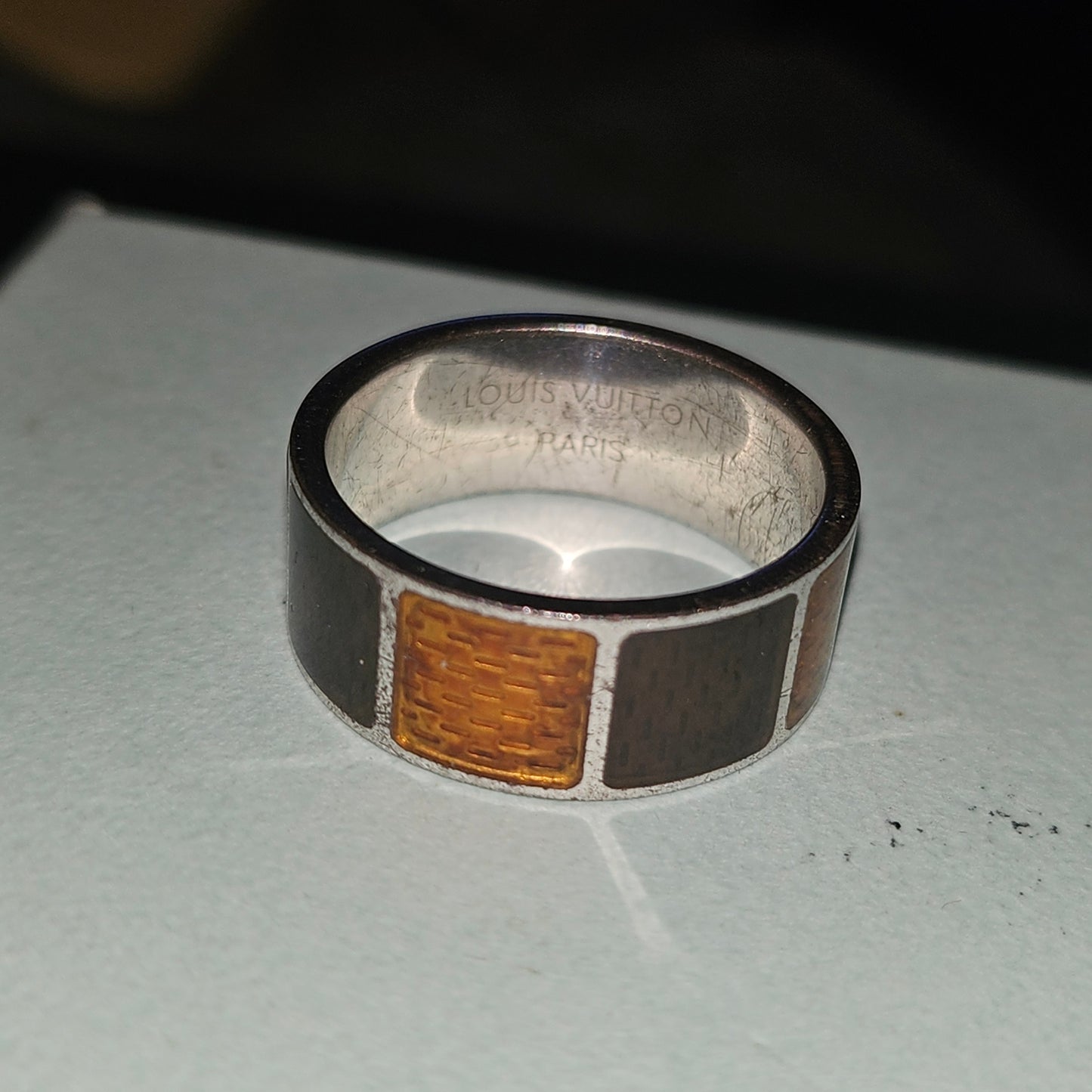 Louis Vuitton sterling & enamel wide unisex band