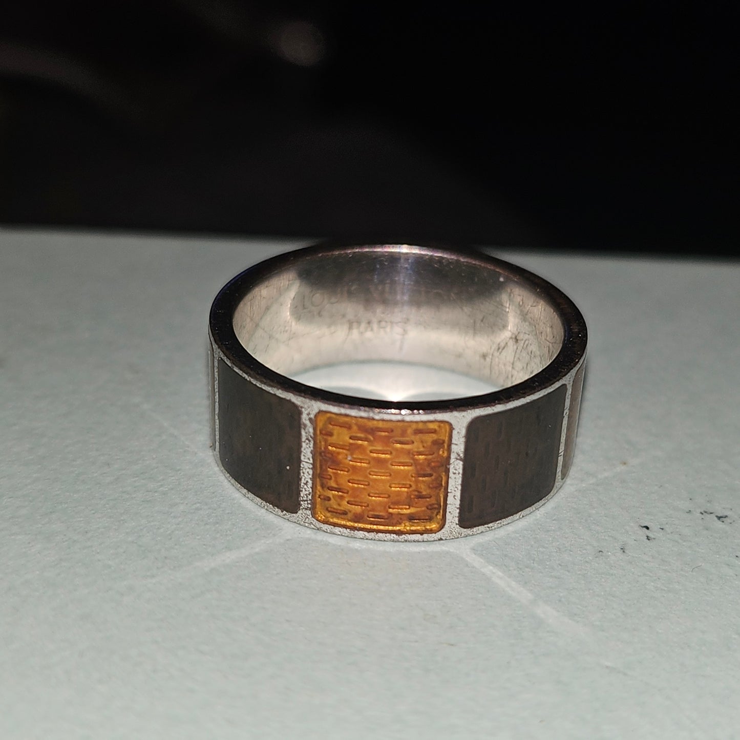 Louis Vuitton sterling & enamel wide unisex band