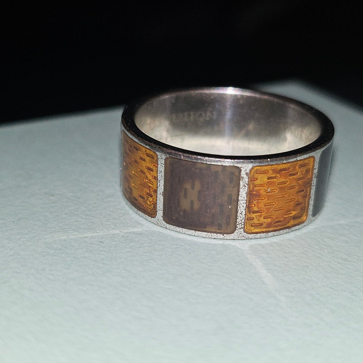 Louis Vuitton sterling & enamel wide unisex band