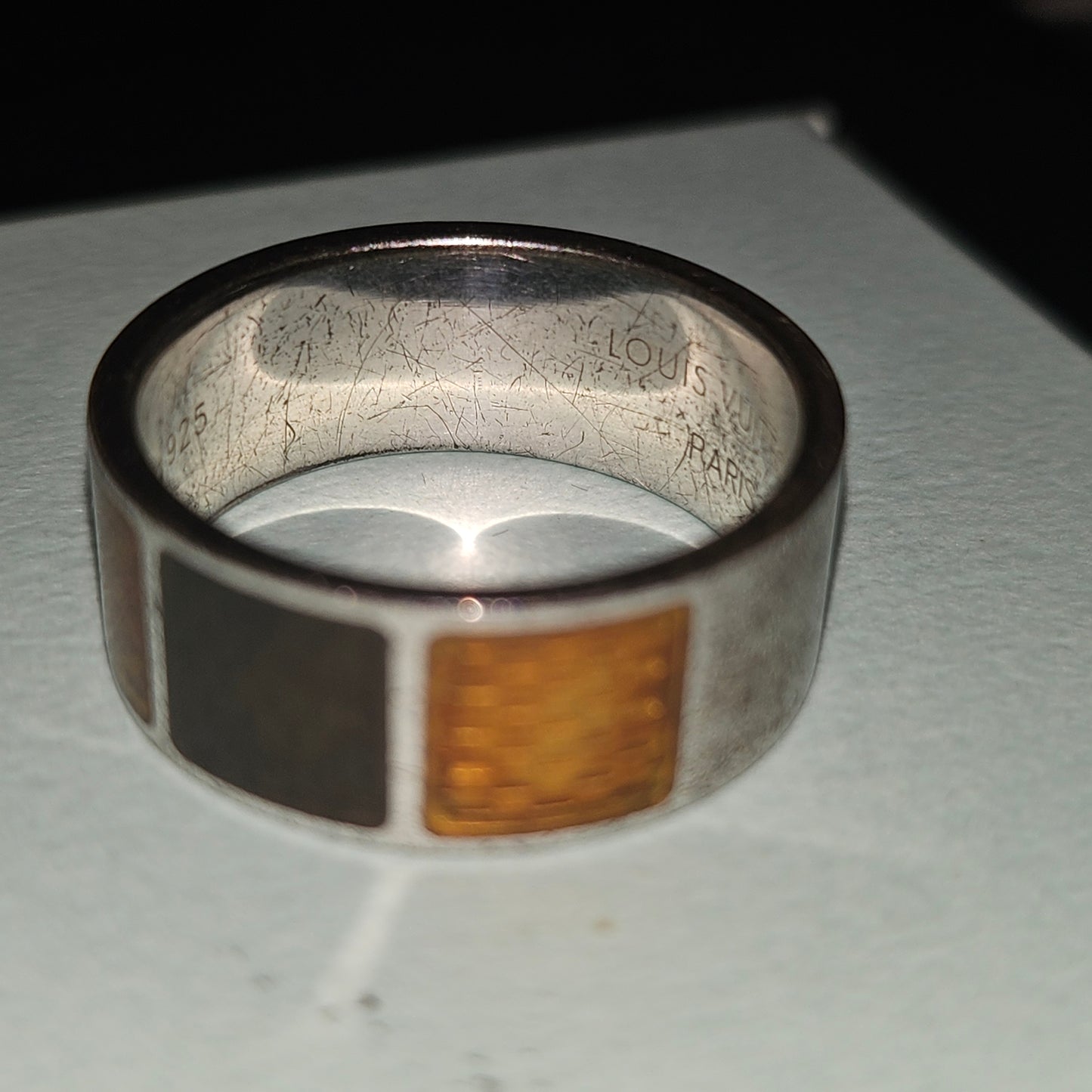 Louis Vuitton sterling & enamel wide unisex band