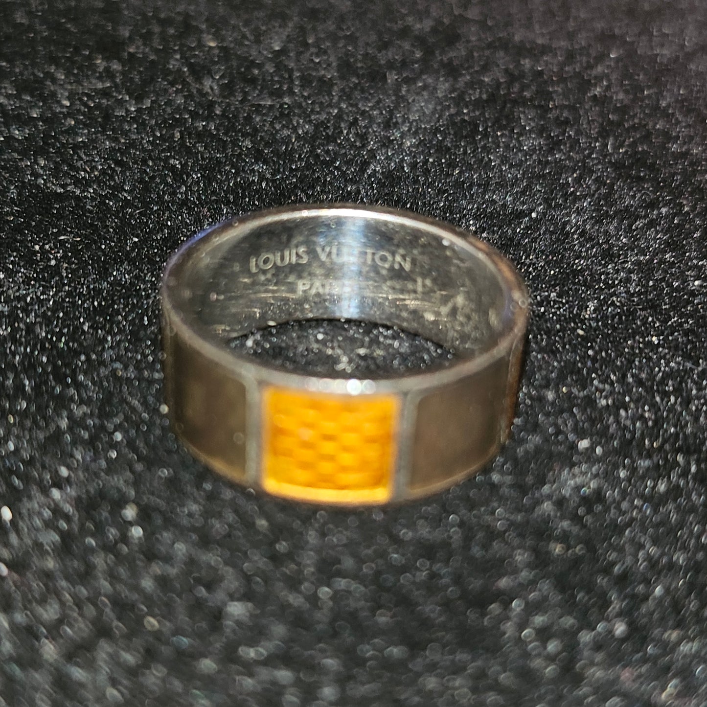 Louis Vuitton sterling & enamel wide unisex band