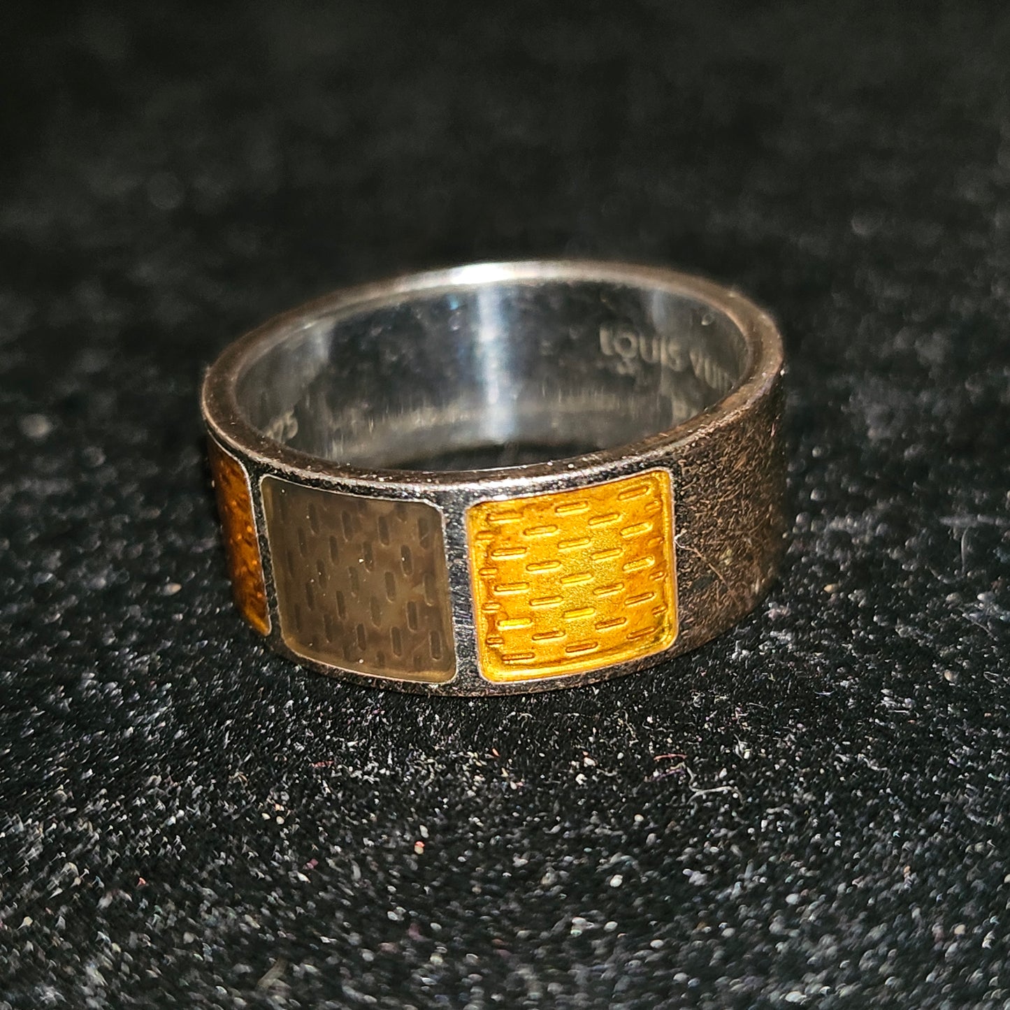 Louis Vuitton sterling & enamel wide unisex band