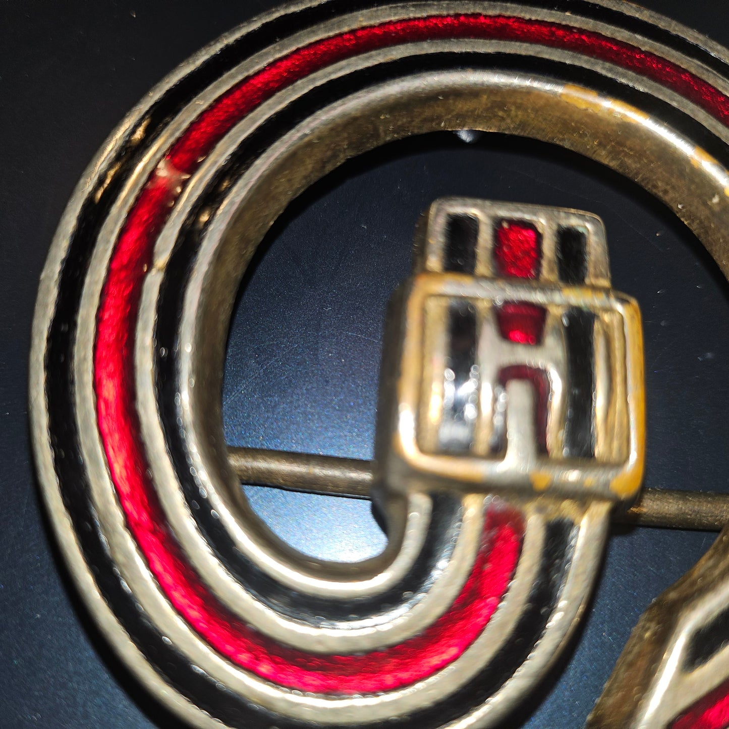 Gucci enamel belt buckle of a blue green & red belt in a large G