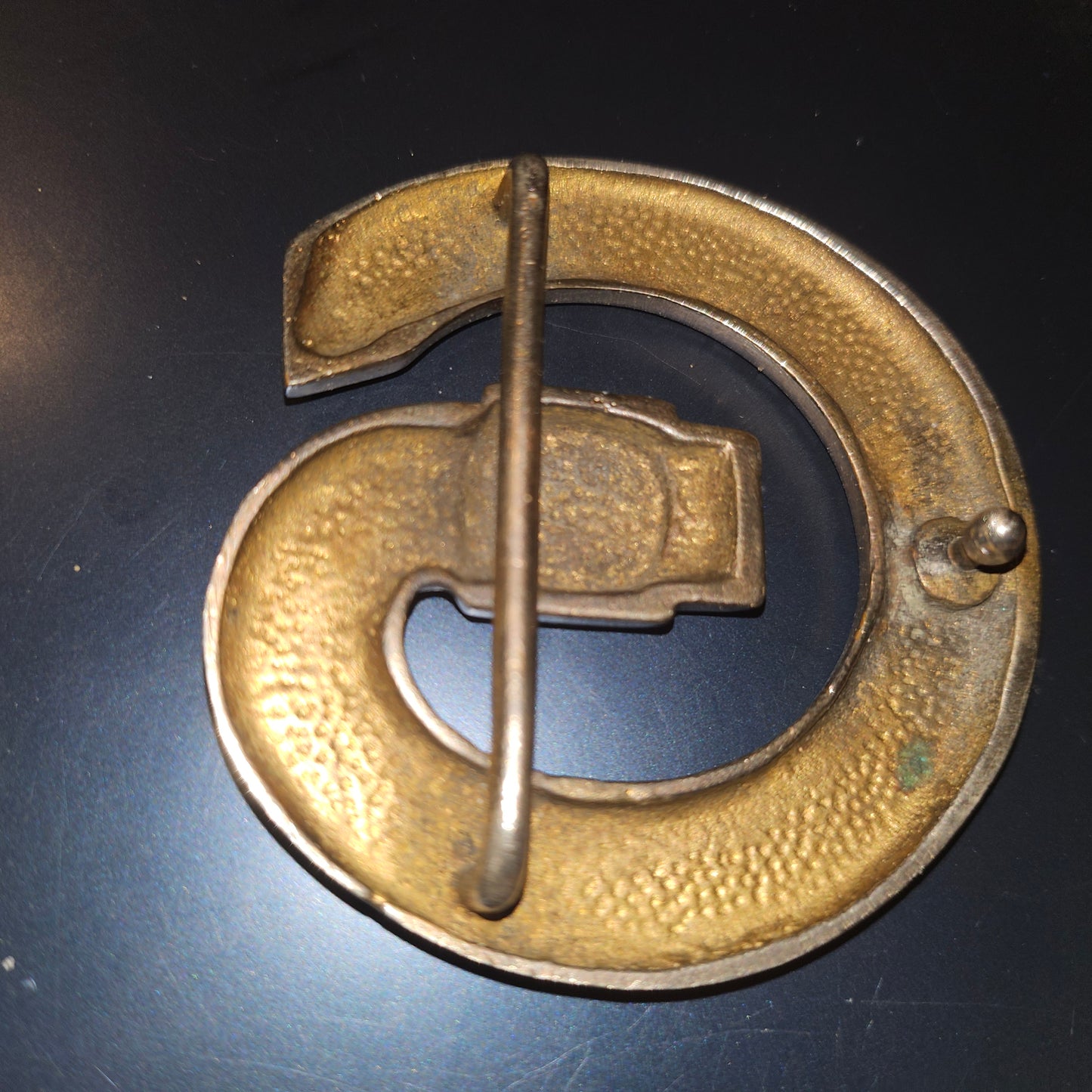 Gucci enamel belt buckle of a blue green & red belt in a large G