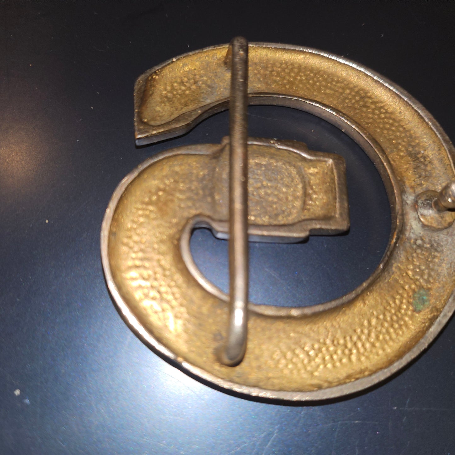Gucci enamel belt buckle of a blue green & red belt in a large G