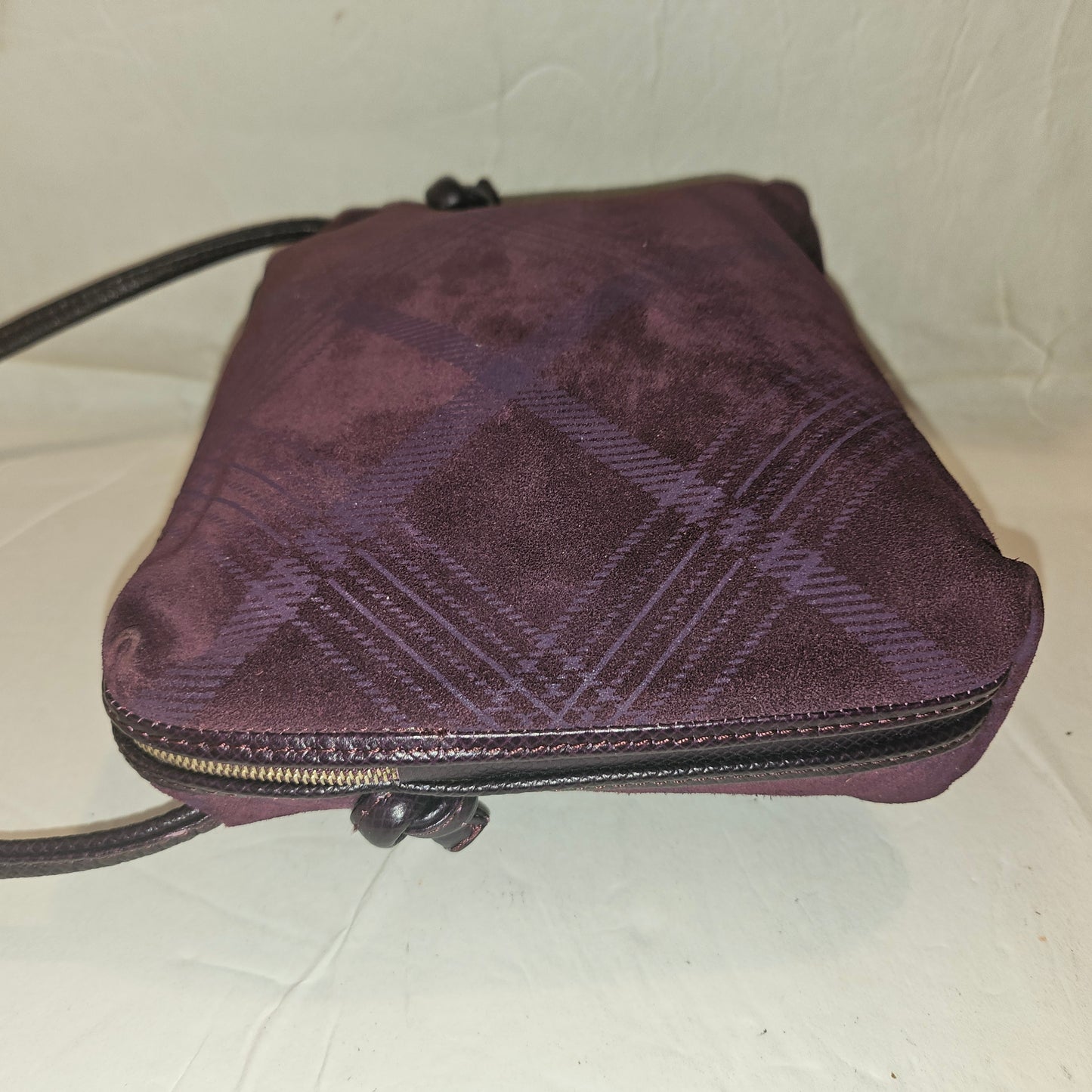 Bottega Veneta purple & blue suede Nodini style purse in a graphic design