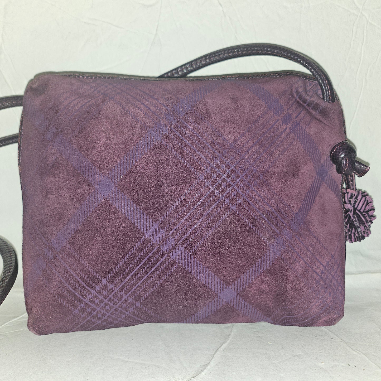 Bottega Veneta purple & blue suede Nodini style purse in a graphic design