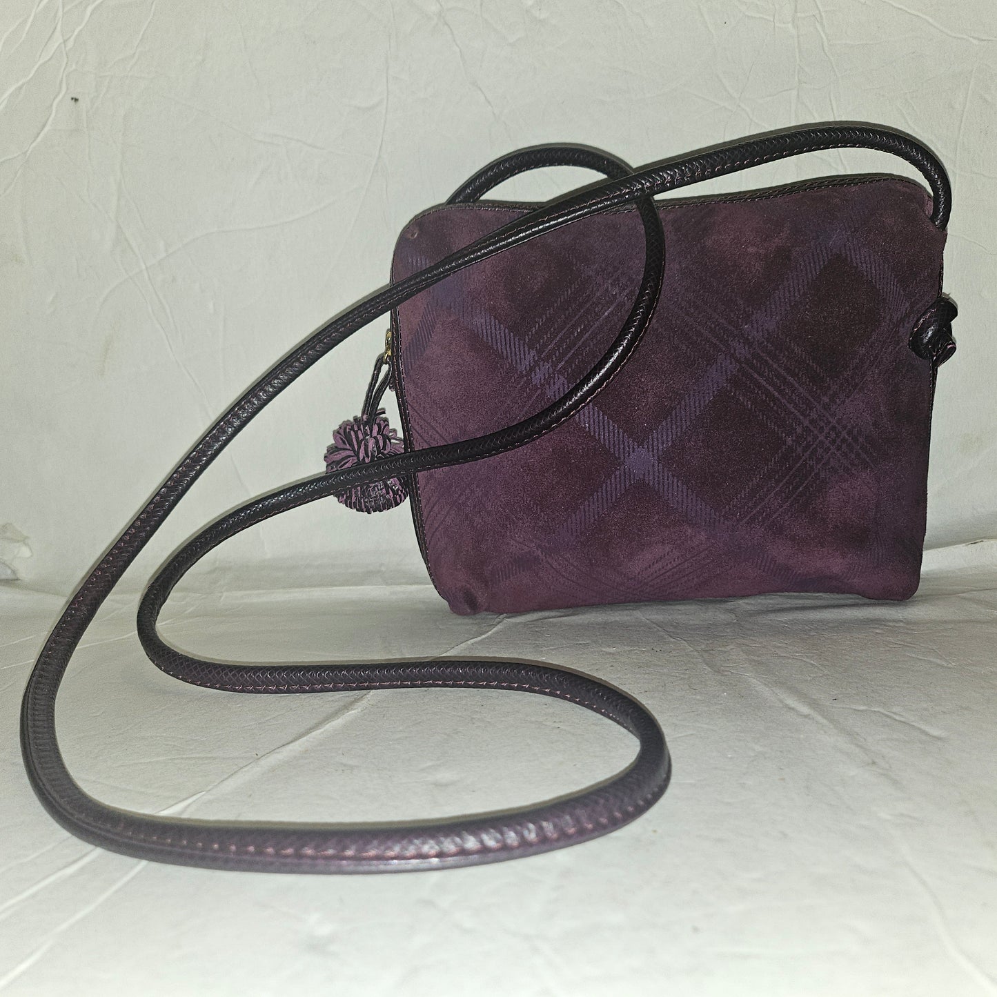 Bottega Veneta purple & blue suede Nodini style purse in a graphic design