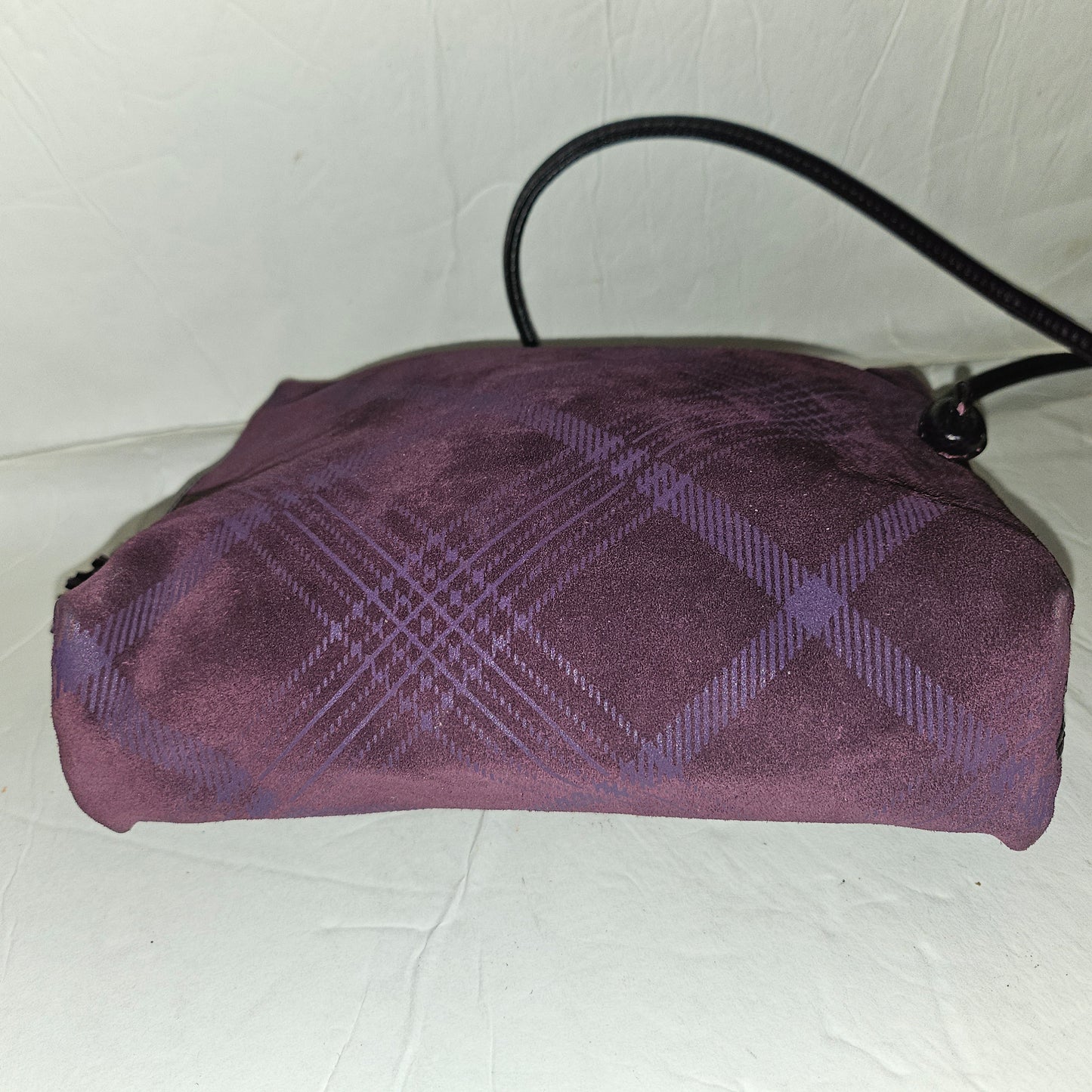 Bottega Veneta purple & blue suede Nodini style purse in a graphic design