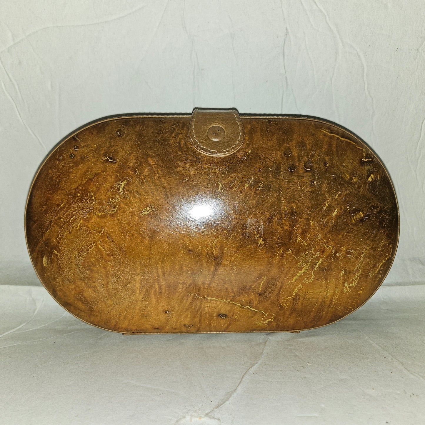 Gucci brown marbled leather oval shaped hard & boxy two-way purse