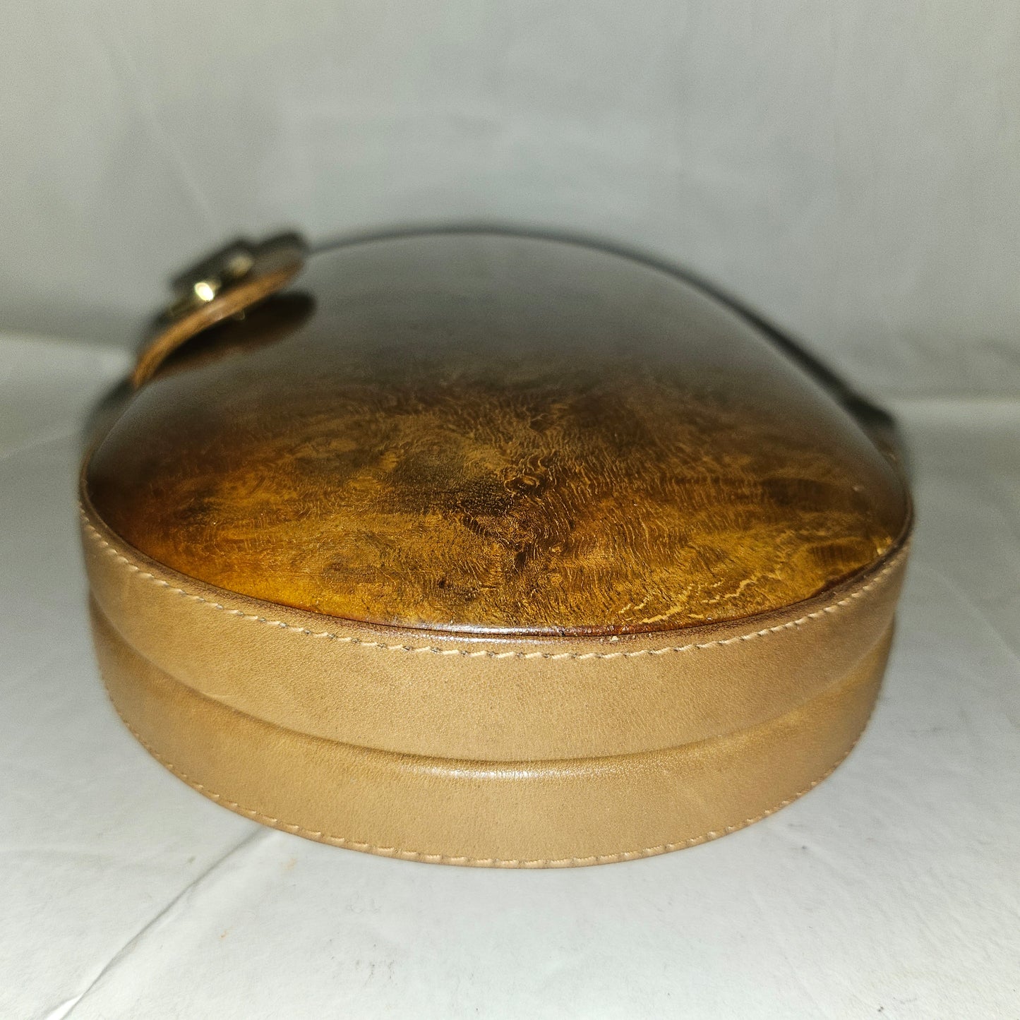 Gucci brown marbled leather oval shaped hard & boxy two-way purse
