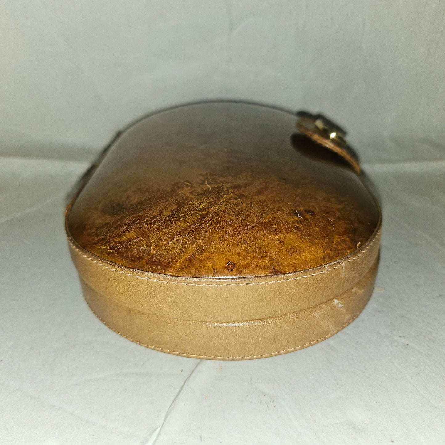 Gucci brown marbled leather oval shaped hard & boxy two-way purse