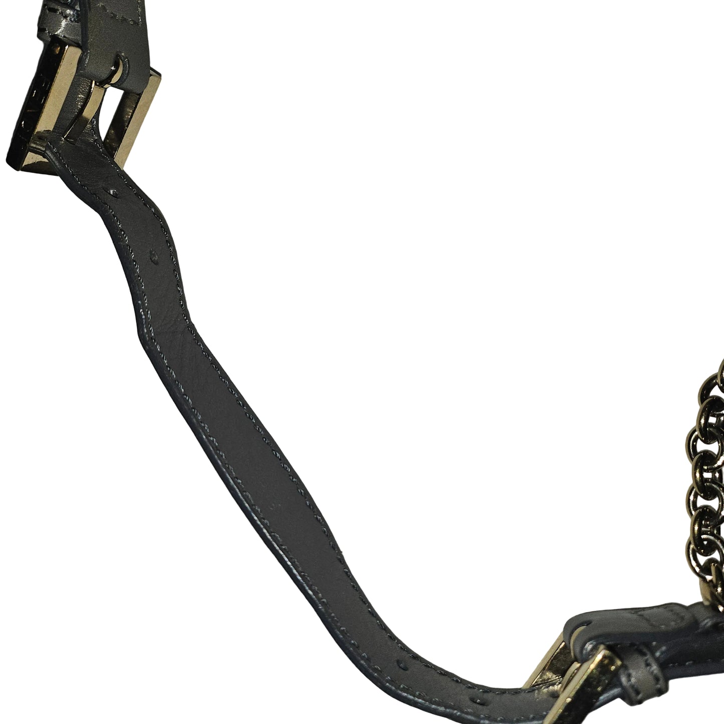 Fendi grey leather baguette bag with a chain strap