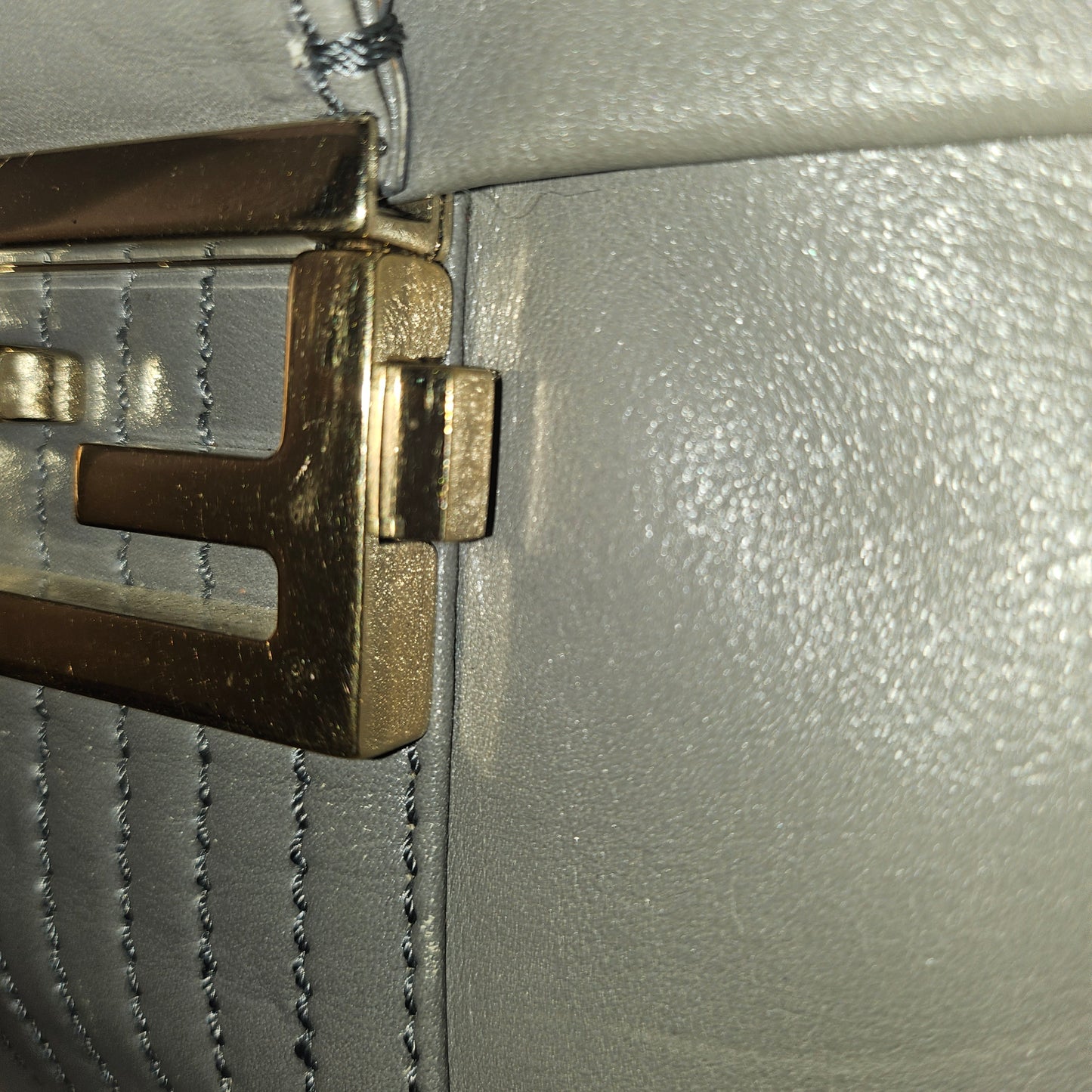 Fendi grey leather baguette bag with a chain strap