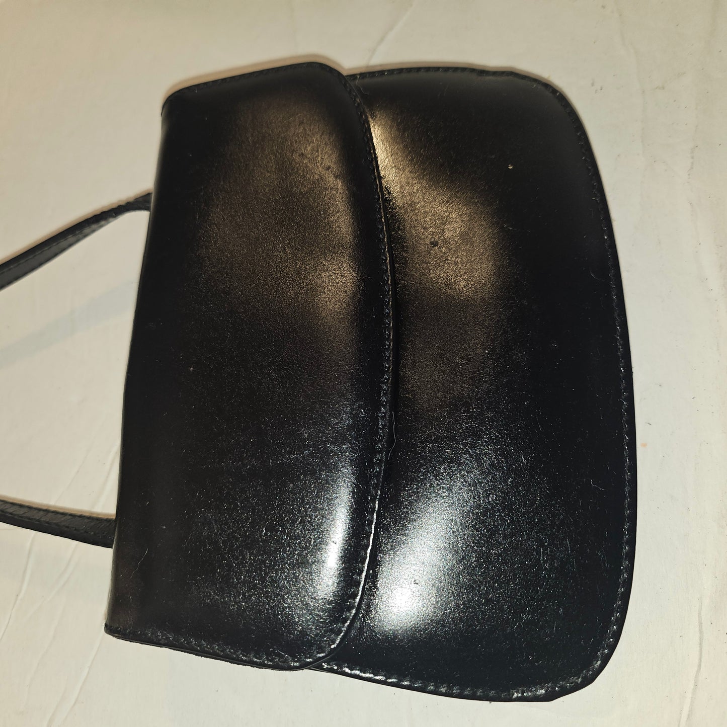 Gucci  black glossy leather 'Skinny Horse-bit' style purse