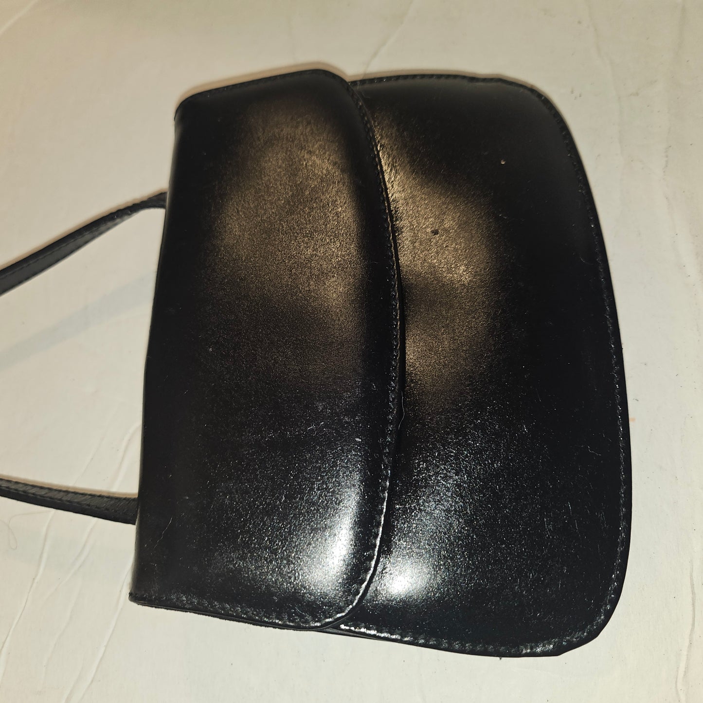 Gucci  black glossy leather 'Skinny Horse-bit' style purse