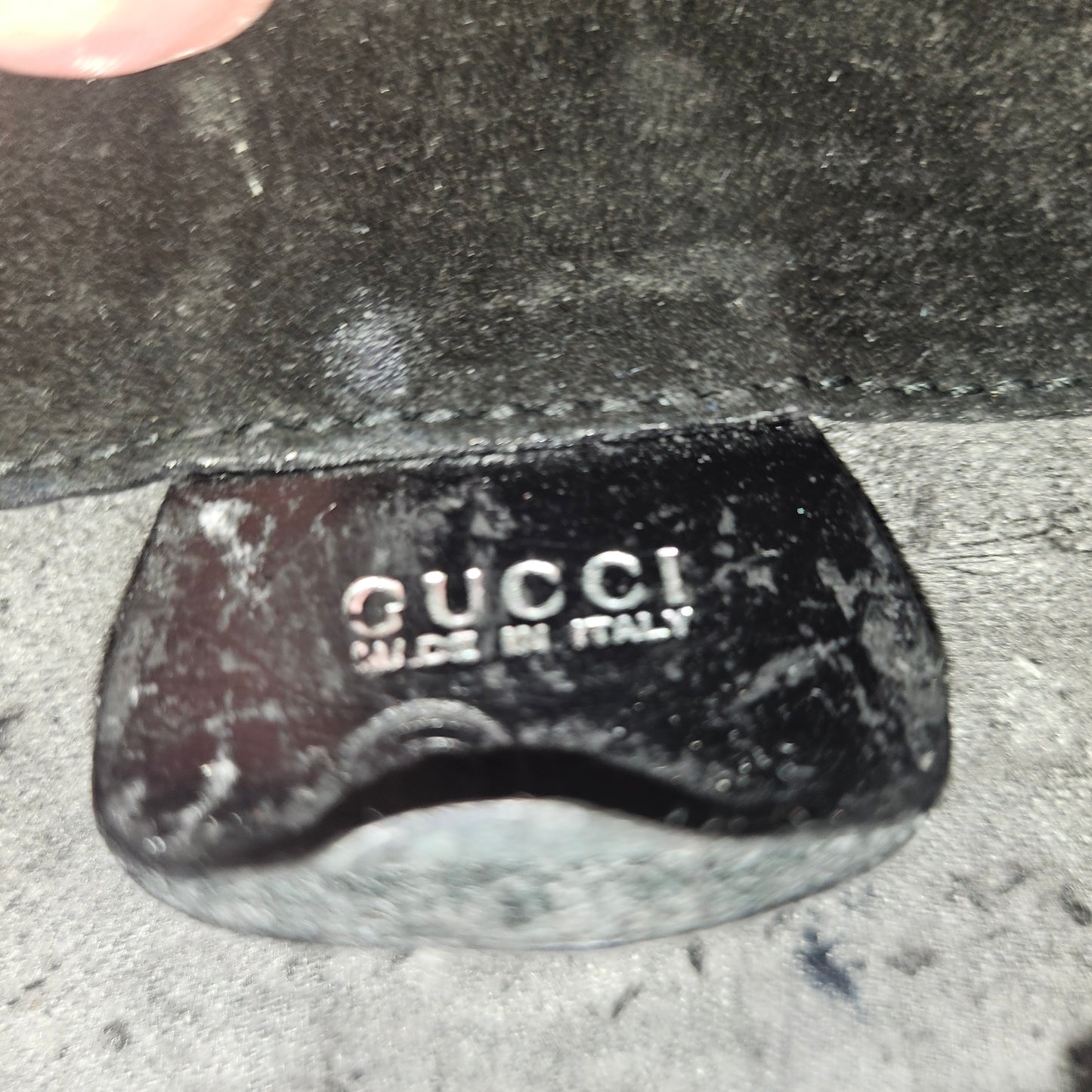 Gucci  black glossy leather 'Skinny Horse-bit' style purse