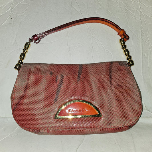 Christian Dior red ombre lizard Malice shoulder bag