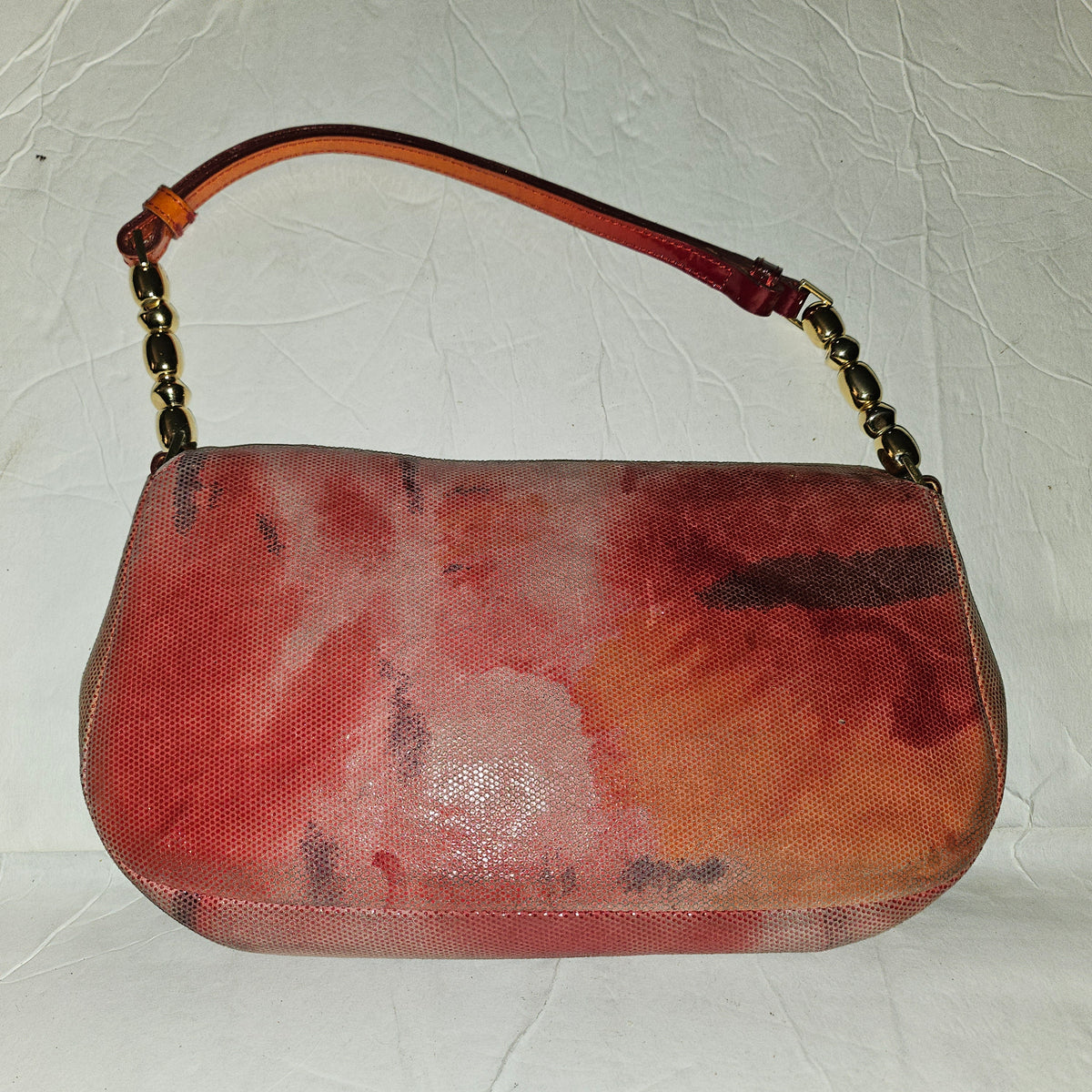 Christian Dior red ombre lizard Malice shoulder bag