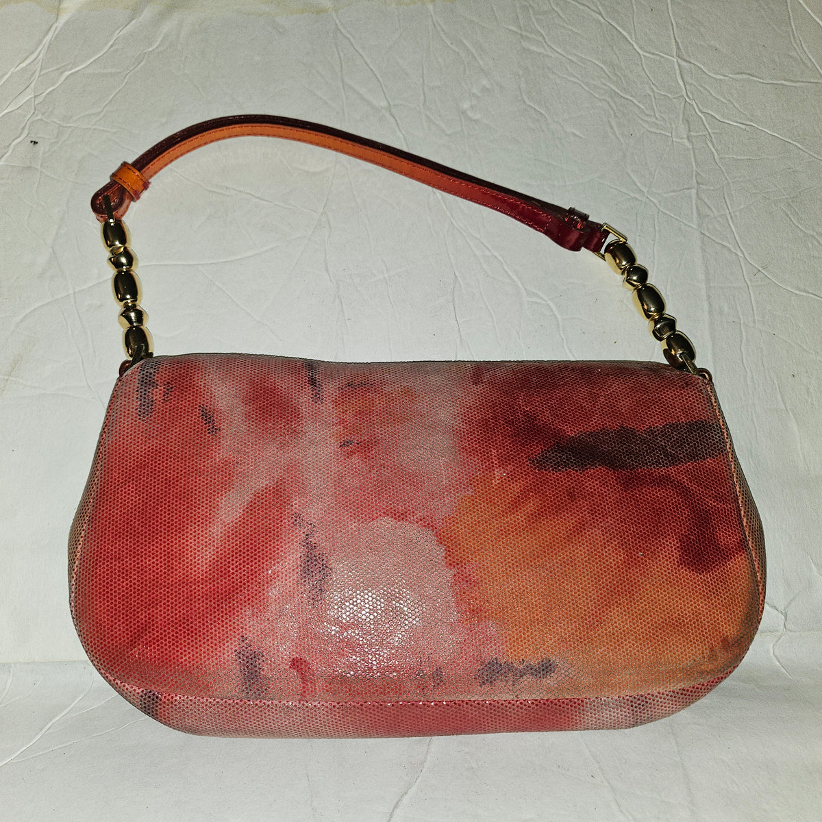 Christian Dior red ombre lizard Malice shoulder bag