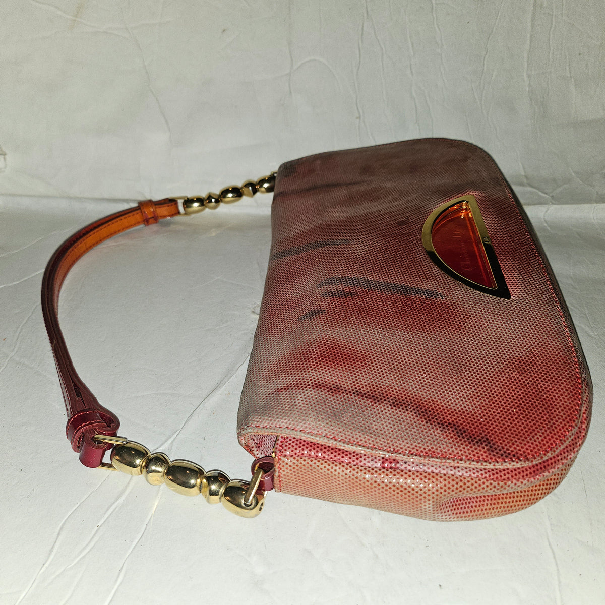 Christian Dior red ombre lizard Malice shoulder bag