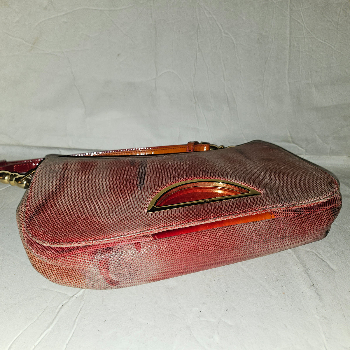 Christian Dior red ombre lizard Malice shoulder bag