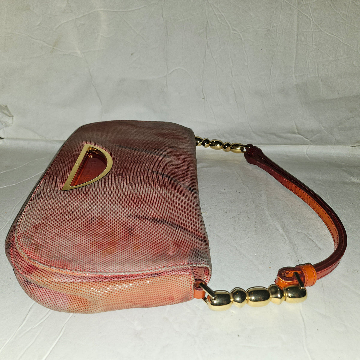 Christian Dior red ombre lizard Malice shoulder bag