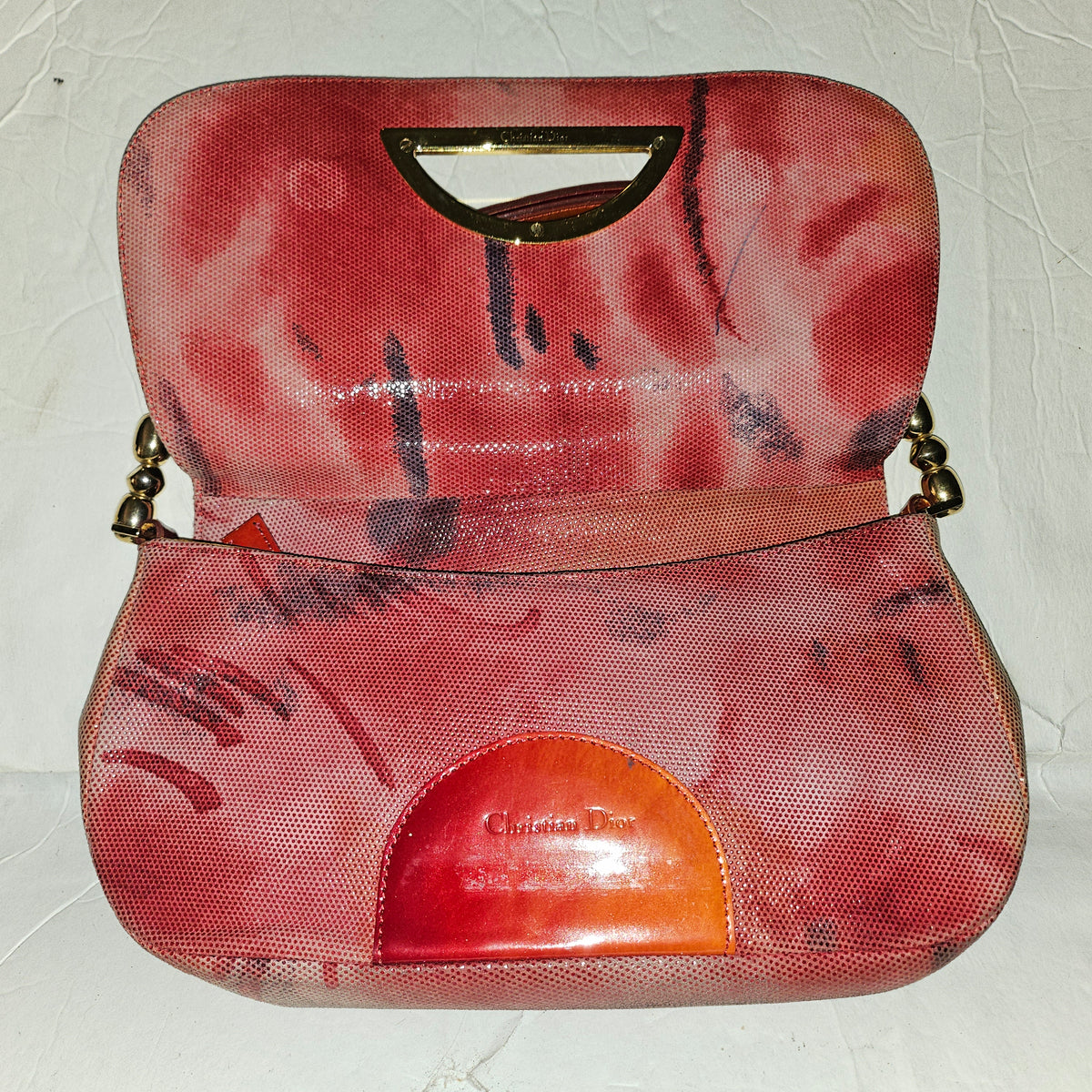 Christian Dior red ombre lizard Malice shoulder bag