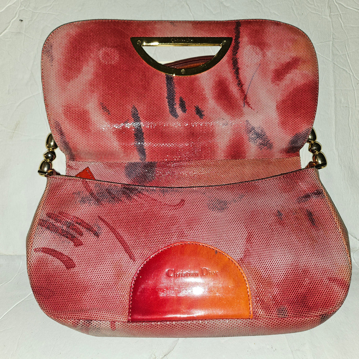 Christian Dior red ombre lizard Malice shoulder bag